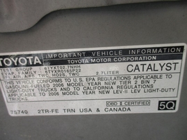 2006 TOYOTA TACOMA SILVER STD CAB 2.7L MT 2WD Z16401
